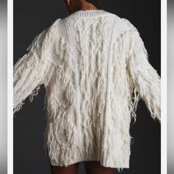 Anthropologie Cream V-Neck Sweater - Picture 3 of 14